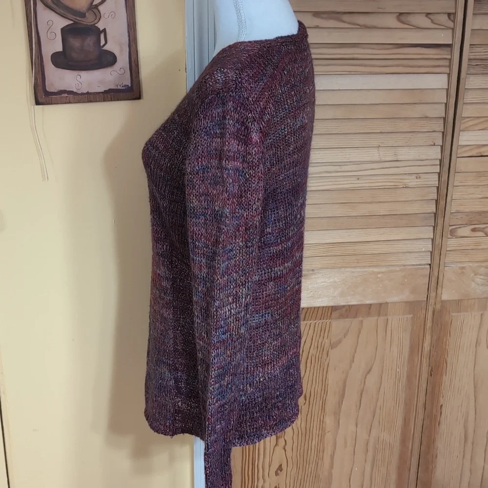 Coldwater Creek Burgundy Mohair Wool Blend V-Neck Long Sleeve Sweater L 14 - 16 - Picture 5 of 8